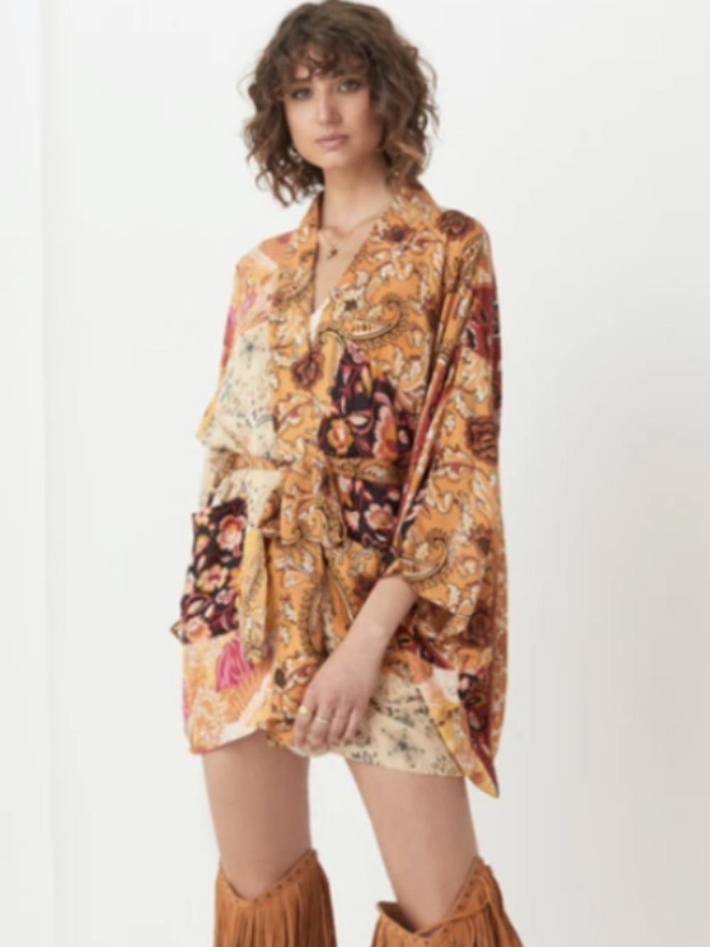 Spell Renew Patchwork Robe Amber